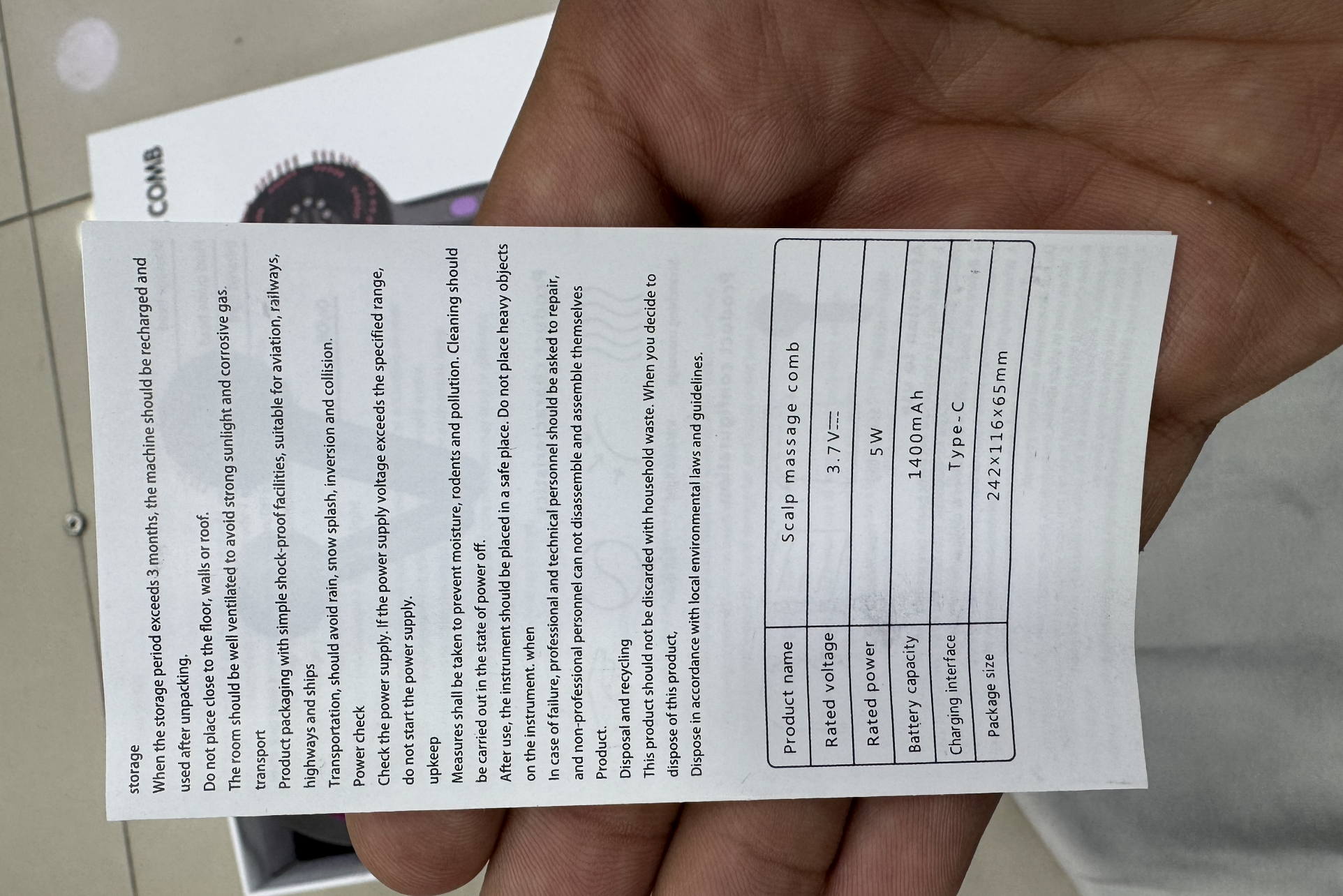 Masajeador Capilar Electrico Inalambrico